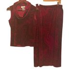 Kathie Lee Vintage Red Black Velvet Dress Maxi Skirt Cowl Neck Top L Photo 2