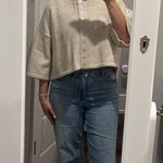 Pink Lily Short Sleeve Button Up Sweater Photo 2