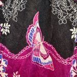 Free People Vintage  Y2K Butterfly Floral Boho Black & Pink Women's Top Size XS Photo 5