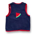 Vintage 90s Picnic BBQ Knit Sweater Vest Embroidered Patriotic Red White Blue Size L Photo 1