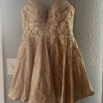 Dancing Queen Gold Strapless‎ Floral Dress Photo 0