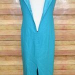 Vintage Miss Dorby Jacket & Maxi Dress Size 12 Linen Blend Embroidered Beaded Blue Photo 11