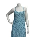 Vintage Y2K Small Blue Floral Print Keyhole Bloomcore Spring Romantic Dinner Photo 3