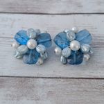 Vintage Clip On Earrings Large Statement Blue Tones Stamped W Germany Photo 1