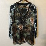 Custo Barcelona  Tiger and floral print 100%Silk tunic dress, long sleeve, size S Photo 8
