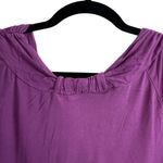 The Limited  Purple Scrunched Pleated Neck Short Sleeve Shirt Photo 4