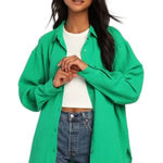 Lulus New  Easy to See Green Oversized Button Up, Small Photo 0