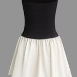 Contrast Strapless Pleated Mini Dress Black Size M Photo 2