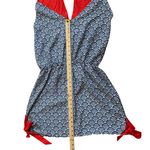 Mud Pie  Halter Top Backless Orange and Dark Blue Wave Pattern Swim Coverup Photo 8