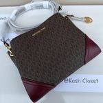 Michael Kors MK Nicole Large Triple Compartment Crossbody- Merlot Photo 1