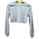 superdown  Lena SET Cropped Top Skirt Ribbed Long Sleeve Blue Womens Size XXS Photo 3