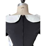 Unique Vintage NWT  Women's Collared Black Swing Dress with Pink Bow Size 10-12 Photo 4