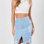 Vibrant M.I.U NWT Distressed Midi Skirt Size Large (11,13) Photo 0