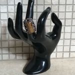 LG TIGERS EYE GEMSTONE RING STERLING SILVER OVERLAY 925 Size 8 Photo 2