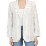 Rachel Zoe  Linen Blend Yarn Dyed Striped  Blazer Jacket Size M White Black Photo 5
