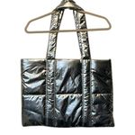 Bath & Body Works Silver Quilted Puffer Tote Bag NWT Photo 0