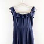 BHLDN Anthropologie Flutter Straps Formal Bridesmaids Long Dress Navy Blue 0 Photo 3
