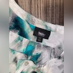 Target Women's Top in White, Black, and Teal Abstract Print Photo 1