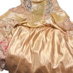 Bicici Designer Beaded Halter Gown Formal Embroidered Champagne Gold & Shawl Size 4 Photo 12