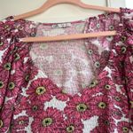ZARA Puff Off the Shoulder Sleeve Smocked Mini Dress in Pink Daisy size M Photo 3