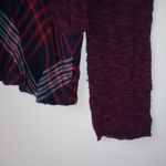 Cloud Chaser  M Sweater Knit Layered Top in Maroon Plaid Trim Photo 3