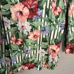 Floral Retro Vintage 90s Blazer Chic Party Jacket Coat 12 Green Striped Hibiscus Size L Photo 2
