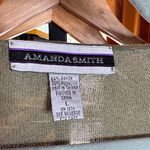 Amanda Smith Vintage  Semi Sheer Olive Knit Embellished Top Size Large Photo 1