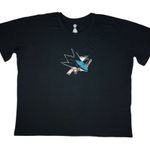 Majestic  NHL San Jose Sharks Women’s Scoop Neck Black Logo T-Shirt Size 2XL Photo 0
