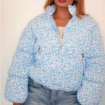 TCEC  Light Blue Floral Puffer Jacket Photo 4