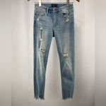 Abercrombie & Fitch Harper Low Rise Ankle Raw Hem Jeans in Distressed Blue 26 2 Photo 1