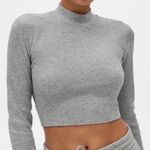 Tna Dark Grey Cropped Mock Neck Thermal Gray Photo 7