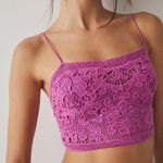 Free People  Fp One Lyra Bralette Crochet Embroidered Smocked Strap Top Size M Photo 0