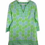 Vineyard Vines  Size S Tunic Top Lemon & Limes Long Sleeve Split V-neck Shirt Photo 0