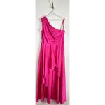 Mac Duggal  One-Shoulder High-Low Satin Gown in Hot Pink Size Large Photo 1