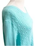 Talbots Cable Knit Crewneck Sweater Teal Size 2X Button Shoulder Photo 2