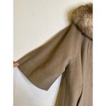 Joseph Magnin Vintage Wool Faux Fur Collar Button Coat Sz XL Tan Glamour 60’s Photo 1