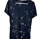 Arizona Jeans Splash Gold Splatter Black and Gold Women's V-Neck Top Sz L Photo 1