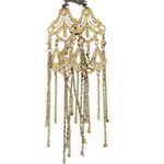 Gold Tone Filigree Chandelier Long Earrings Chain Fringe Boho Festival NWT Gold Photo 2