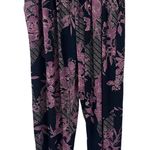 Daily Practice Cool Breeze Black Purple Floral Smocked Waist Jogger Pants Size S Photo 0
