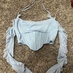 Oh Polly  Sky Blue Ruffled Blouse Photo 0