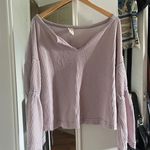 Free People Light Lilac Purple Dahlia Waffle Knit Boho Top Photo 1