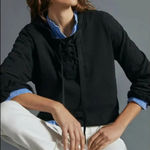 Anthropologie T.La Hoodie Womens Small Black Mara Knit Lace Up Neck Photo 0