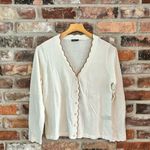 J. McLaughlin Cotton Cashmere Pennie Scalloped Cardigan Sweater, M Photo 1