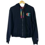 Champion Gradient Logo Jacket Womens L Black Rainbow Colorful Athleisure Retro Photo 2