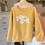 State of Mine Take it Easy Sweatshirt Cotton Womens XXL Goldenrod Yellow Photo 0