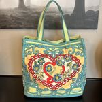 Brighton  A Winter’s Love colorful graphic Canvas travel vacation Tote,Large NWOT Photo 4
