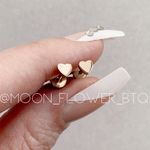 Tiny Rose Gold Heart Flat Back Earrings Pink Photo 1