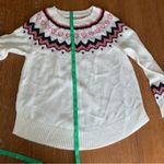 Loft Wool Blend Cream Pink Red Heart Knit Sweater Photo 6