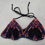 Black Embroidered Stud Padded Tie Beach Sports Bikini Bralette Swim Top S Small Photo 0