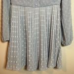 Lulus Poetic Love Dusty Blue Swiss Dot Long Sleeve Pleated Mini Dress Size M Size M Photo 5